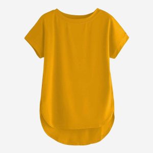 Women Solid Round Neck Cotton  T-Shirt
